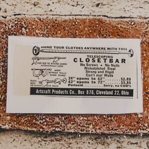 1950 Artcraft Products Telescoping Closetbar Ad -Vtg Print Advert Cleveland Ohio
